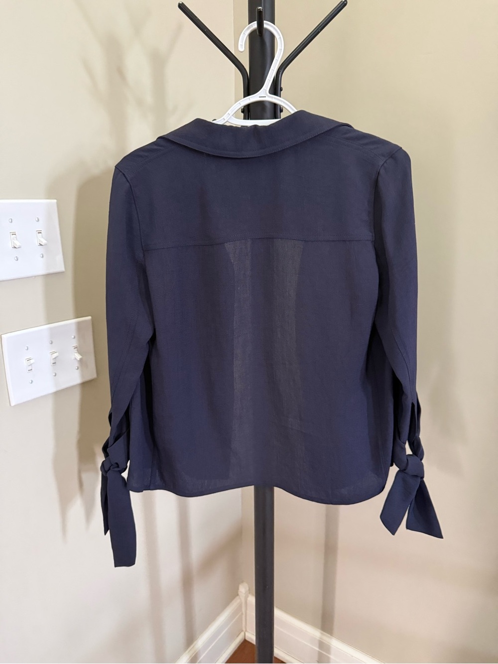 Lafayette 148 New York Navy Open-Front Lightweight Jacket - Picture 3 of 5